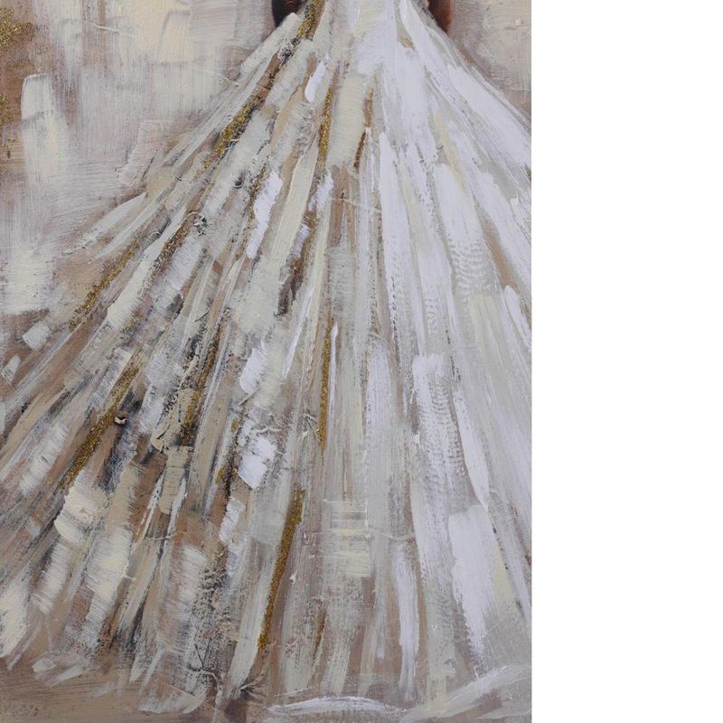 Cuadro en Canvas Mujer con Vestido Elegante 80 x 120 cm Color Blanco y Beige