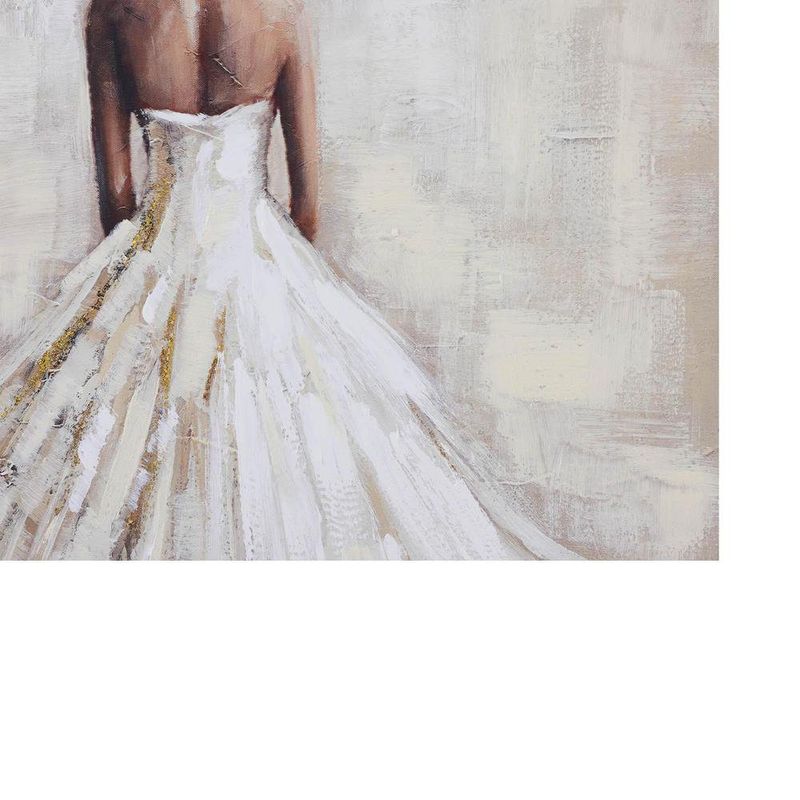 Cuadro en Canvas Mujer con Vestido Elegante 80 x 120 cm Color Blanco y Beige