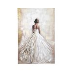 Cuadro en Canvas Mujer con Vestido Elegante 80 x 120 cm Color Blanco y Beige