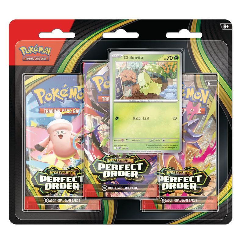 Set de Pokémon TCG Mega Evolution Perfect Order con 3 Sobres y Carta Promocional en Ingles - Diseños Surtidos