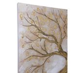 Cuadro en Canvas Árbol con Raíces en Relieve 80 x 80 cm Color Beige y Dorado