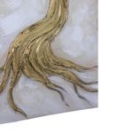 Cuadro en Canvas Árbol con Raíces en Relieve 80 x 80 cm Color Beige y Dorado