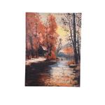 Cuadro en Canvas Paisaje con Lago y Árboles 90 x 120 cm Color Naranja y Beige
