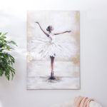 Cuadro en Canvas Bailarina de Ballet 80 x 120 cm Color Blanco y Beige