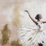 Cuadro en Canvas Bailarina de Ballet 80 x 120 cm Color Blanco y Beige
