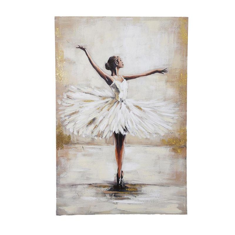 Cuadro en Canvas Bailarina de Ballet 80 x 120 cm Color Blanco y Beige