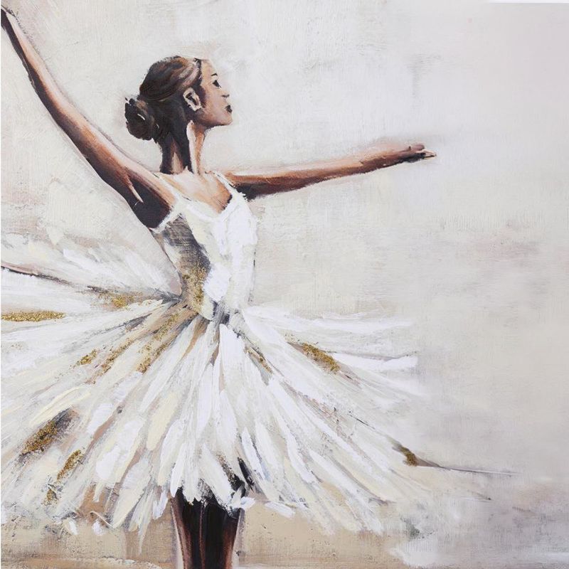 Cuadro en Canvas Bailarina de Ballet 80 x 120 cm Color Blanco y Beige