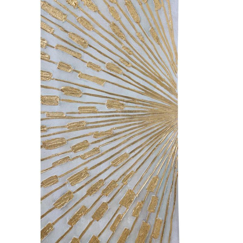 Cuadro en Canvas con Relieve Radial Decorativo 80 x 120 cm Color Blanco y Dorado