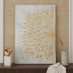 Cuadro en Canvas con Relieve Radial Decorativo 80 x 120 cm Color Blanco y Dorado