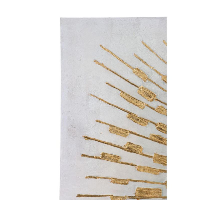 Cuadro en Canvas con Relieve Radial Decorativo 80 x 120 cm Color Blanco y Dorado