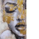 Cuadro en Canvas Rostro de Mujer Abstracto 80 x 120 cm Color Beige y Dorado