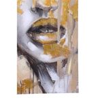 Cuadro en Canvas Rostro de Mujer Abstracto 80 x 120 cm Color Beige y Dorado