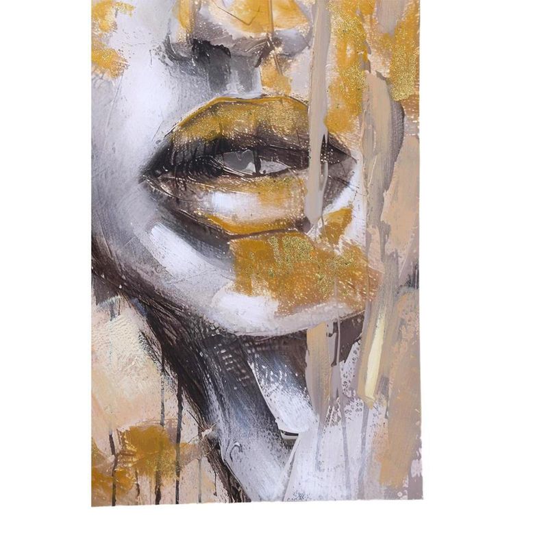 Cuadro en Canvas Rostro de Mujer Abstracto 80 x 120 cm Color Beige y Dorado