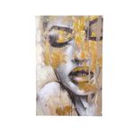 Cuadro en Canvas Rostro de Mujer Abstracto 80 x 120 cm Color Beige y Dorado