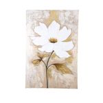 Cuadro en Canvas Flor Blanca con Relieve 80 x 120 cm Color Blanco y Dorado