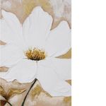 Cuadro en Canvas Flor Blanca con Relieve 80 x 120 cm Color Blanco y Dorado
