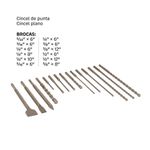 Juego de Brocas y Cinceles SDS Plus para Concreto y Ladrillo en Estuche, 15 Piezas