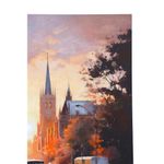 Cuadro en Canvas Avenida Urbana con Tranvía 90 x 120 cm Color Naranja y Beige