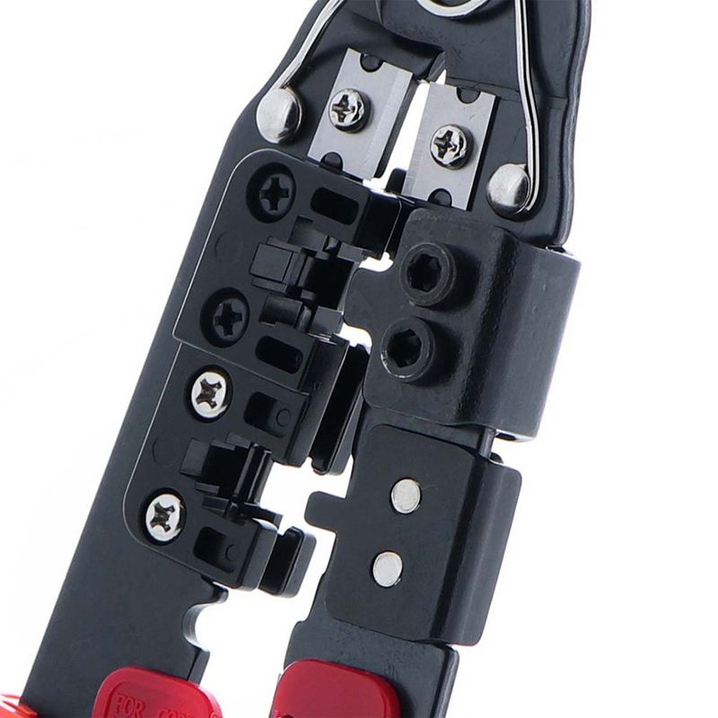 Ponchadora Profesional para Conectores RJ45 RJ12 y RJ11 en Color Negro