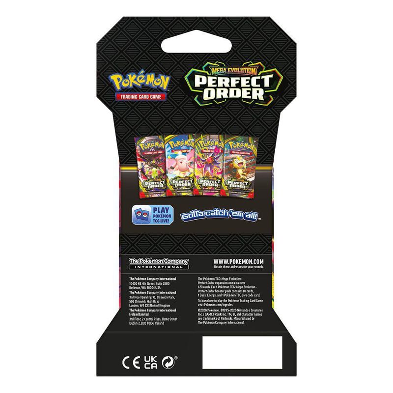 Sobres Rígido de Pokémon TCG Mega Evolution Perfect Order de 10 Cartas en Ingles - Diseños Surtidos