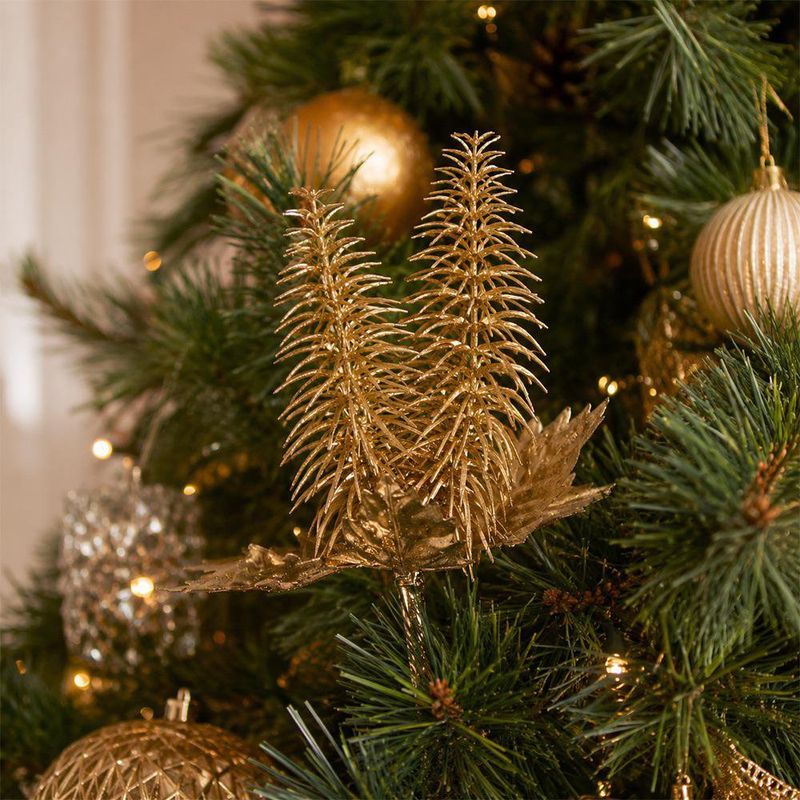 Ramo Decorativo Navideño Dorado para Árbol y Arreglos