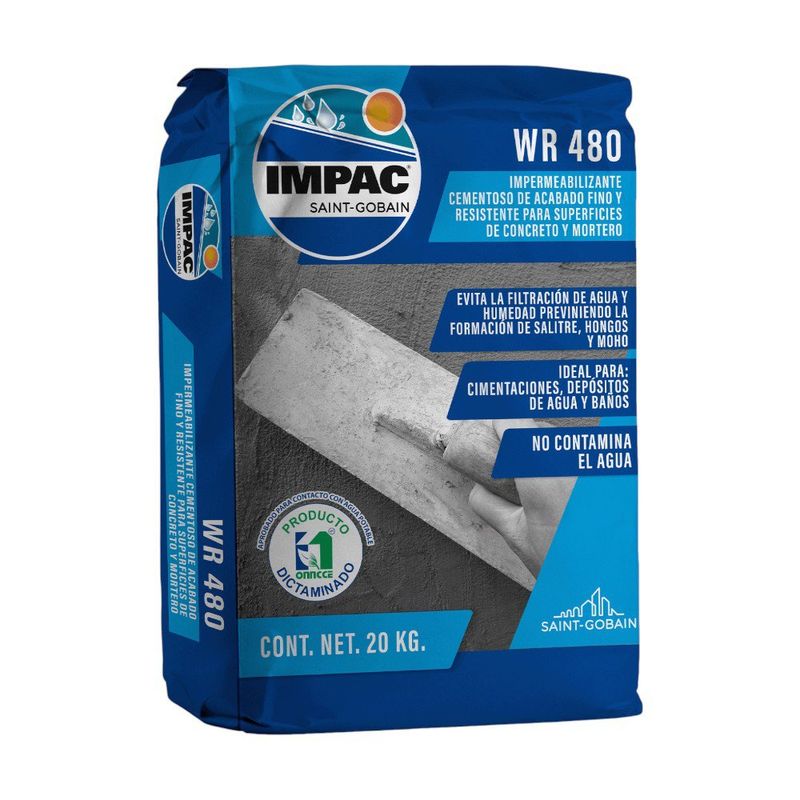 Impermeabilizante Cementoso Blanco WR 480 para Concreto y Mortero de 20 kg