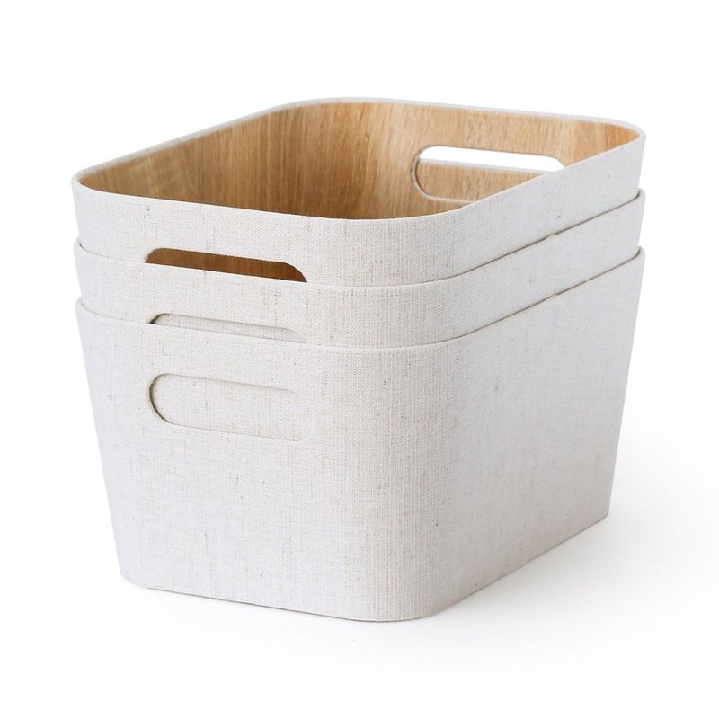 Canasta Organizadora Rectangular Beige 23 x 30.5 x 15.2 cm