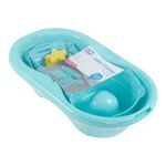 Set de Baño para Bebé Niño de Plástico Celeste con Tina y Bacinica, 9 Piezas