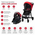 Travel System Smooth Ride Negro y Rojo Cherry con Portabebé, Base y Canasta Extra Grande