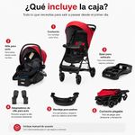 Travel System Smooth Ride Negro y Rojo Cherry con Portabebé, Base y Canasta Extra Grande