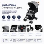 Carruaje de Paseo Sprint Light Gris Reclinable con Capota y Canasta para Bebé 18 kg