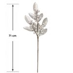Rama Navideña Decorativa con Bayas y Hojas Blanco Perleado 71 cm