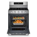 Estufa a Gas KitchenAid 30 Plg de 5 Hornillas con Horno de Convección Acero Inoxidable