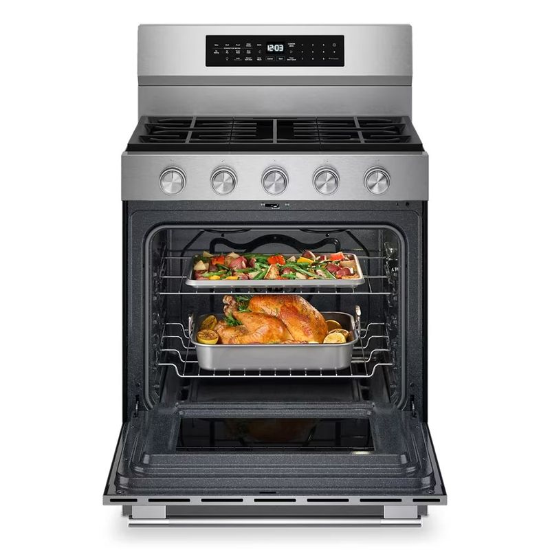 Estufa a Gas KitchenAid 30 Plg de 5 Hornillas con Horno de Convección Acero Inoxidable