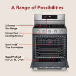 Estufa a Gas KitchenAid 30 Plg de 5 Hornillas con Horno de Convección Acero Inoxidable