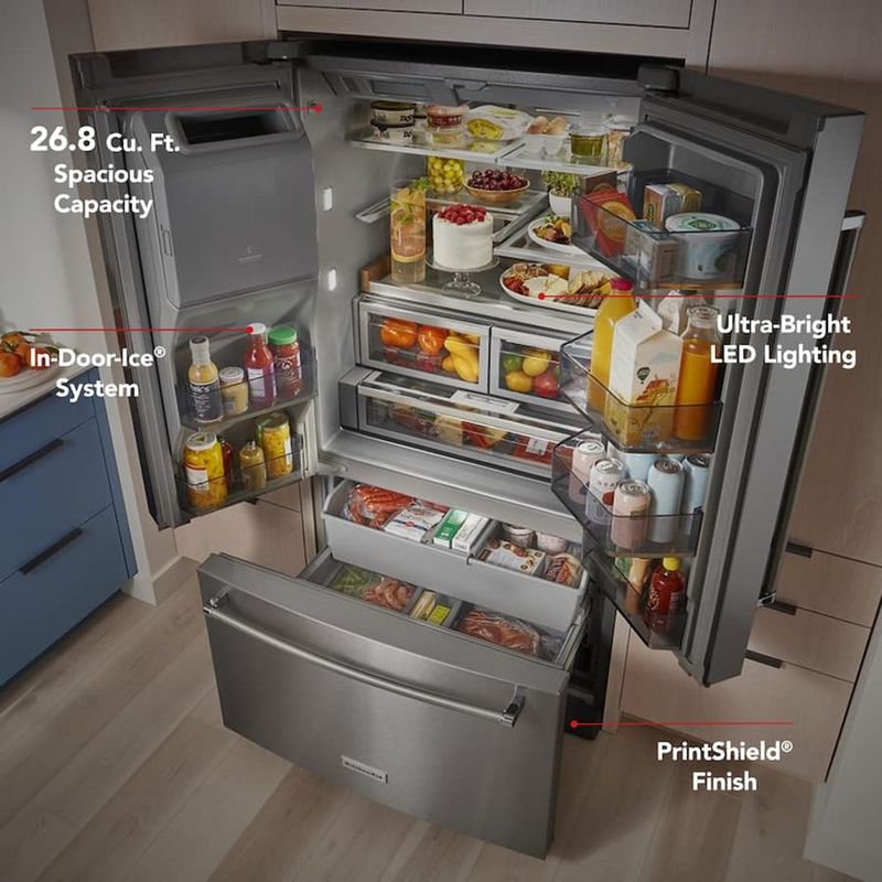 Refrigerador French Door KitchenAid 30 Pies³ Acero Inoxidable con Dispensador Externo