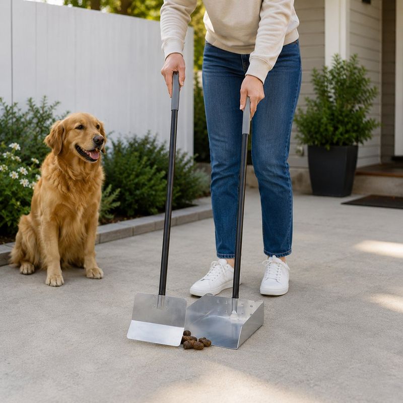 Set Recogedor para Desechos de Mascota de Aluminio con Mango Largo 38 Plg