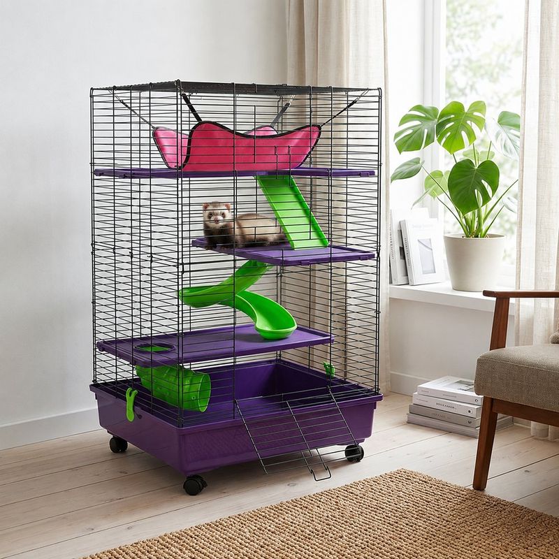 Jaula Multinivel para Hurones con Ruedas de 24 x 24 x 41.5 Plg