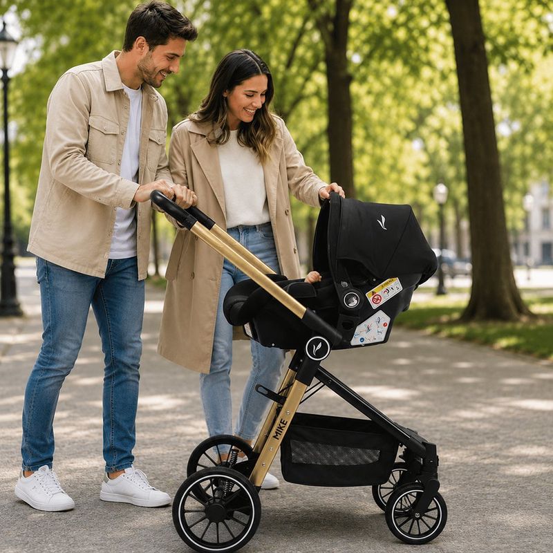 Travel System Mike 3 en 1 con Moisés, Portabebé y Capota Color Negro