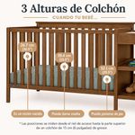 Cuna Ellie con Cambiador y Compartimentos de 175 x 80 x 105 cm Color Marrón