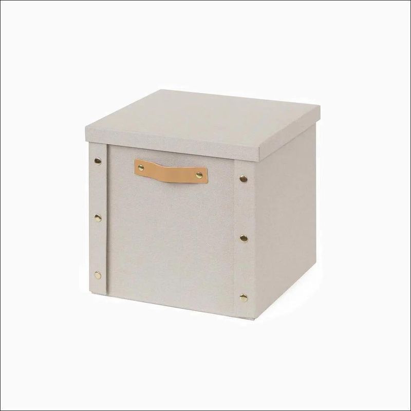 Caja Organizadora Cuadrada con Tapa Beige 30 x 30 x 28 cm