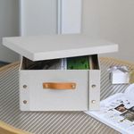 Caja Organizadora Rectangular con Tapa Beige 26.5 x 31.5 x 14.5 cm