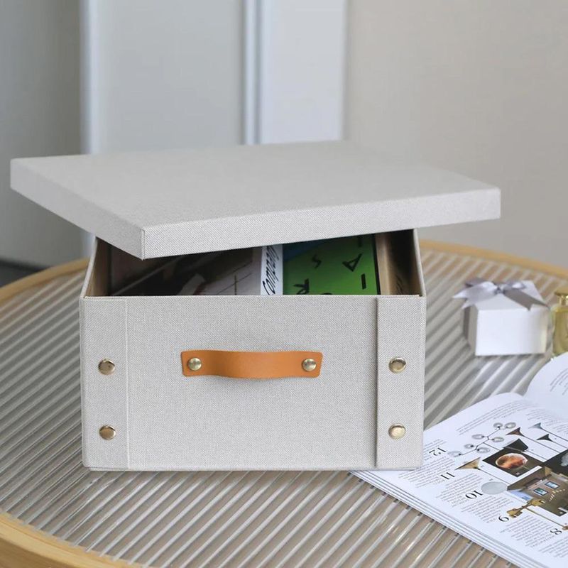 Caja Organizadora Rectangular con Tapa Beige 26.5 x 31.5 x 14.5 cm