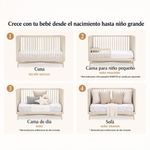 Cuna Dylan Convertible 4 en 1 de 140 x 76 x 95 cm Color Beige Suave