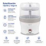 Esterilizador Eléctrico para 6 Pachas con Vapor y Apagado Automático Blanco