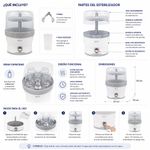 Esterilizador Eléctrico para 6 Pachas con Vapor y Apagado Automático Blanco