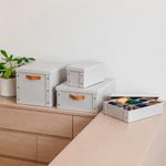 Caja Organizadora con 9 Compartimentos y Tapa Beige 26 x 35 x 8.5 cm