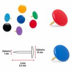 Chinches de Acero Latonado con Cabeza de PVC para Tablero y Corcho 100 Pzas Colores Surtidos