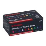 Chinches de Acero Latonado con Cabeza de PVC para Tablero y Corcho 100 Pzas Colores Surtidos