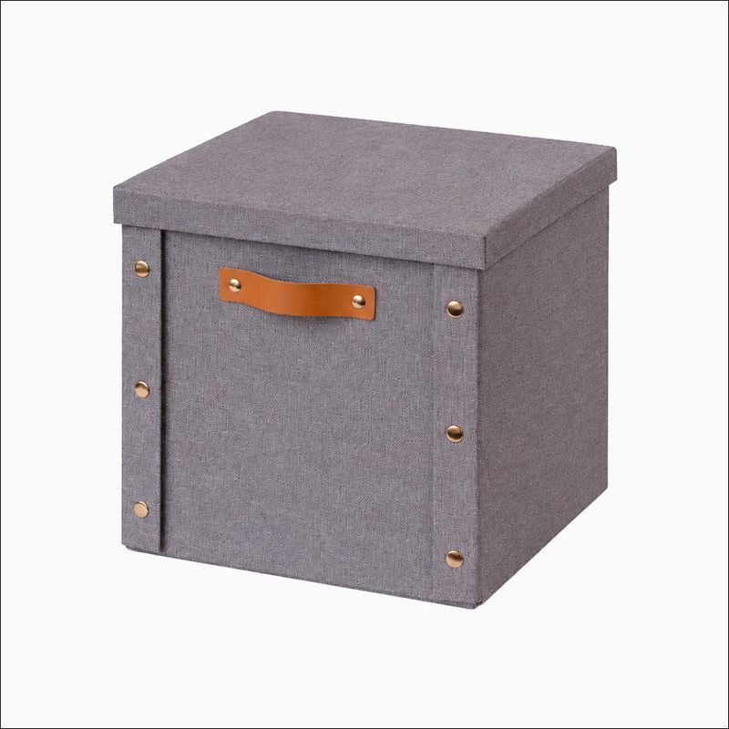 Caja Organizadora Cuadrada con Tapa Gris 30 x 30 x 28 cm